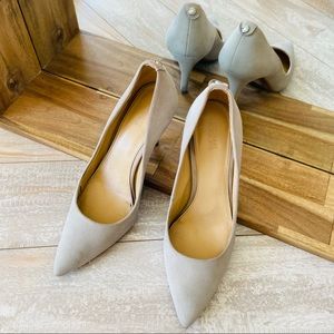 MICHAEL KORS Suede Leather Mid Pointed Toe Pumps Heels